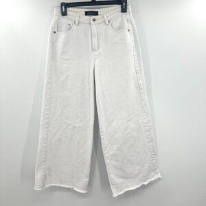 Rose Bullet White Wide Leg Cropped Jeans Women's 8